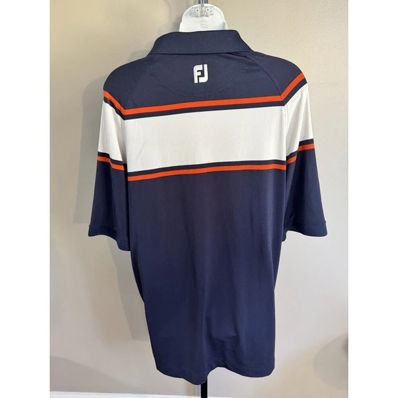 FOOTJOY FJ Athletic Fit Golf Polo Men's Size L Perfect! BLUE WHITE ORANGE - Picture 3 of 7